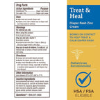 A+D Treat + Heal Zinc Oxide Diaper Rash Cream 16 oz Jar - Soothes & Treats Diaper Rash - Zinc Oxide 10% Dimethicone 1% - Easy Spreading Cream for Baby - Fast Acting