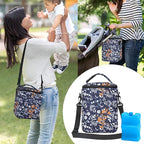 Breastmilk Cooler Bag with Ice Pack Fits 4 Baby Bottles Up To 9 Ounce Insulated Coolers Bag Breast Milk Cooler on the Go with Strap Baby Bottle Cooler Bag for Nursing Mom Daycare or Travel
