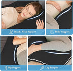 Cute Castle Cooling Cover Pregnancy Pillows, Soft U-Shape Maternity Pillow with Removable Cover - Full Body Pillows for Adults Sleeping - Pregnancy Must Haves - Jumbo 57 Inch - Black