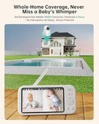 2K Video Baby Monitor with Camera and Audio, 3000ft Long Range Baby Monitor No WiFi 5.5" FHD Screen ANC Baby Camera Wireless, Feeding Clock, Night Vision, 2-Way Talk, AI Cry Detect, 6000mAh