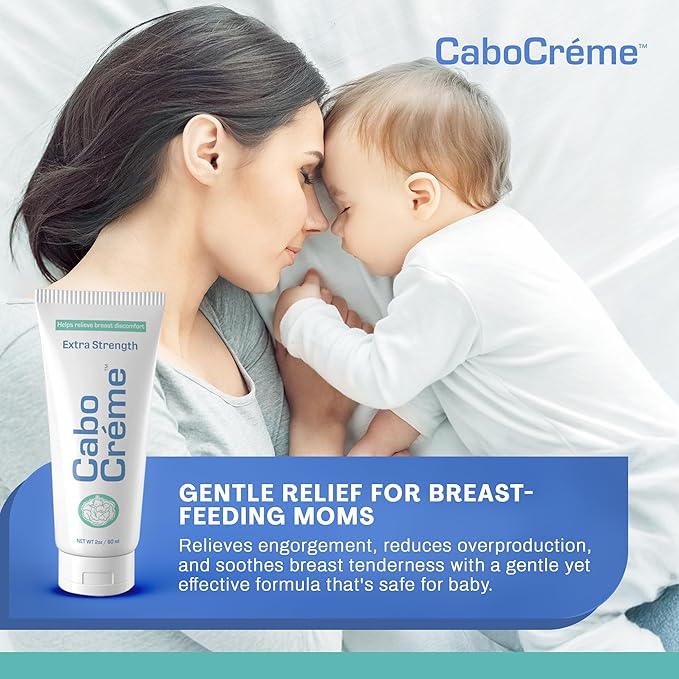 CaboCréme Extra Strength Cabbage Breast Cream - 2X Strength for Engorgement Relief and Breastfeeding Weaning Support - Dry Up Breast Milk - OB-GYN Created & Breastfeeding Mother-Approved - 2 oz