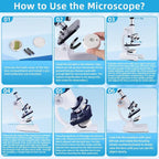 Microscope for Kids Beginner, 40X-2000X Biological Compound Microscope Kit with Adjustable Brightness LED, Slides for School Lab Home Education, Gifts for Children Students Ages 6+