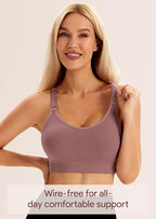 Angelhood Nursing Bras for Breastfeeding, Ribbed Nursing Sports Bra Yoga Maternity Bras Pregnancy Sleep Bralette