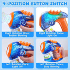 EagleStone 2 Bubble Guns for Toddlers, Kids Bubble Machine Gun, Twist Knob, LED Lights,2 Refill Solutions,10 Concentrate Bubble Blaster for Party Favor, Summer, Outdoor, Easter Basket, Birthday Gift