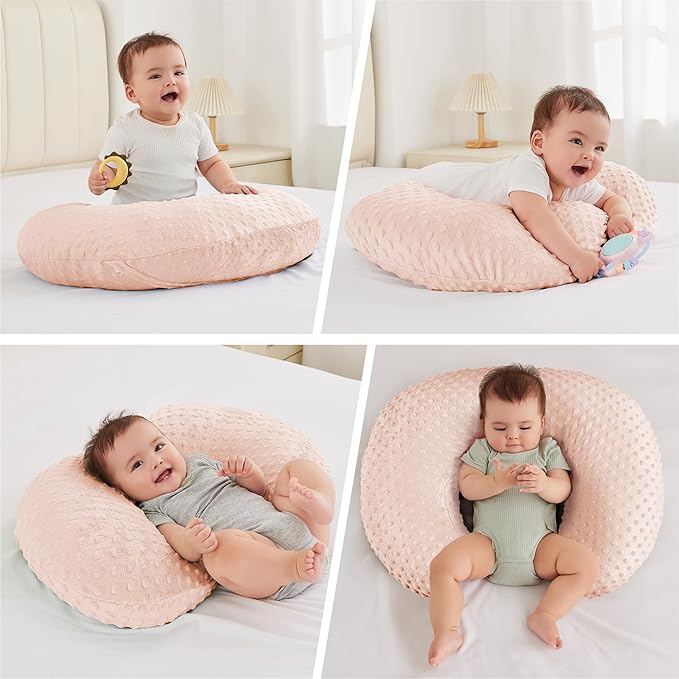 Nursing Pillow for Bottle and Breastfeeding, Ergonomic Comfort Nursing Essentials for Mom and Baby, Feeding Support Pillow with Removable Cover, Easier and Healthier Nursing (Light Pink)