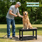 30" Shower Bench, Waterproof Poly Lumber Shower Stool for Shaving Legs, Shower Chair Seat Holds up to 400lbs, Bathroom Bench for Inside Shower, Non-Slip (Black)