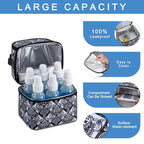 Breastmilk Cooler Bag with Ice Pack Fits 6 Baby Bottles up to 9 Ounce, Breast Milk Pump Cooler Bag with Shoulder Strap for Nursing Mom Daycare, Work, Travel- Black