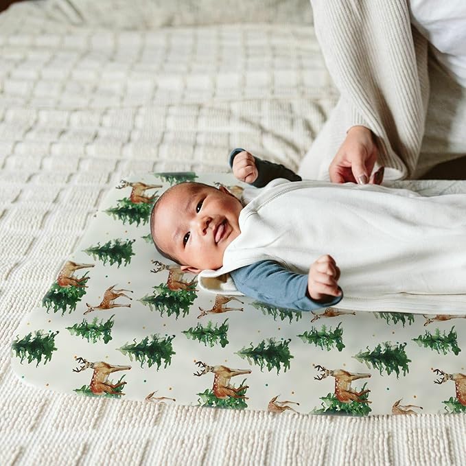 BROLEX Changing Pad Covers for Baby: Boy Girls Ultra Stretchy Soft 2 Pack,Sika Deer Foliage