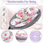 Pea Pod Infant Car Seat Insert 2-in-1 Baby Car Seat Head & Body Support for Newborn Girl Reversible 3 Layer Warm Preemie Carseat Stroller Cushion Headrest with Soft Minky Dot Fabric, Pink Floral