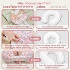 Nursing Pillow for Breastfeeding, Breast Feeding Pillow for Mom Support, Adjustable Waist Strap and Removable Cotton Cover, Unicorn