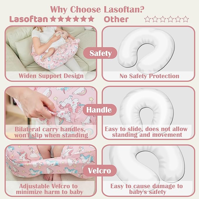 Nursing Pillow for Breastfeeding, Breast Feeding Pillow for Mom Support, Adjustable Waist Strap and Removable Cotton Cover, Unicorn