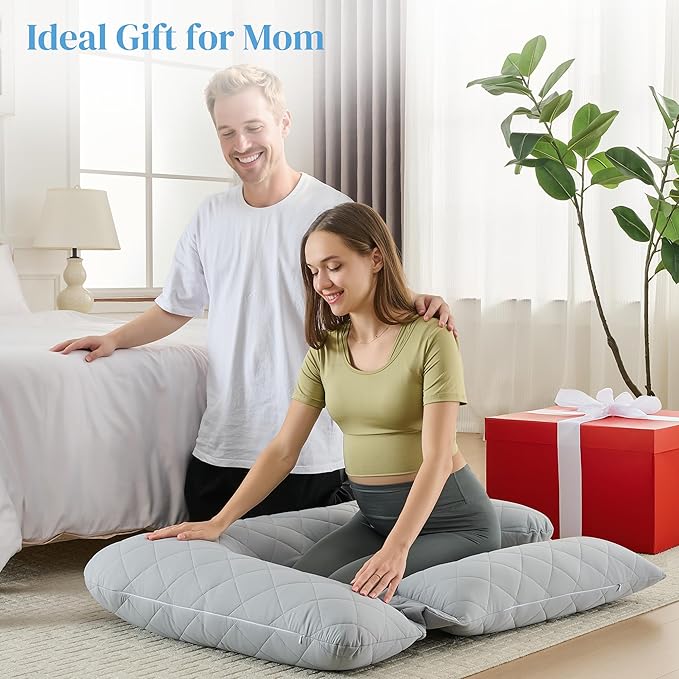 Pregnancy Pillow for Sleeping,U Shaped Full Body Maternity Pillow with Removable Diamond Quilted Cool Fabric,Support for Back,Belly,HIPS for Pregnant Women,Side Sleeper, Warm Cushion, 51 Inch