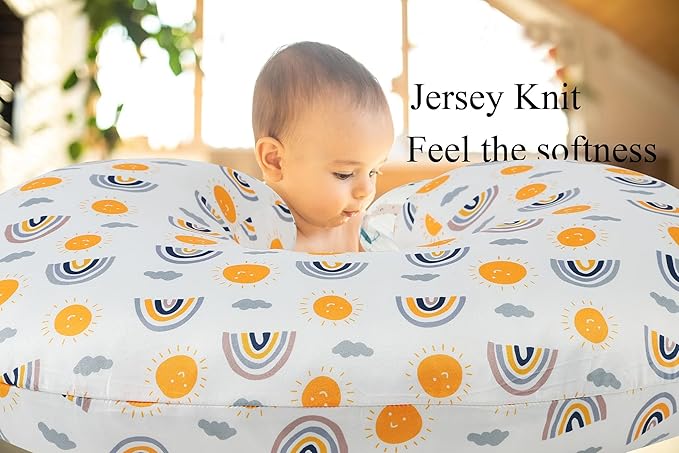 Nursing Pillow Cover Set 3 Pack Nursing Pillow Slipcovers for Moms Breastfeeding Moms, Ultra-Soft Stretchy Fit Standard Nursing Pillows Sun/Forest Deer/Dinosaur