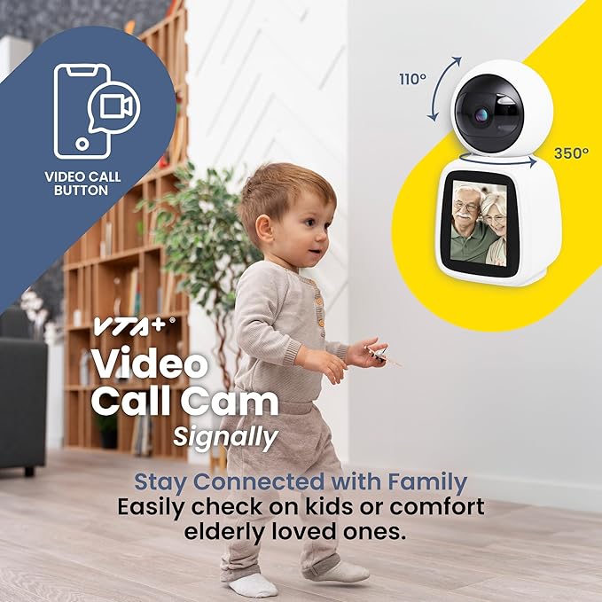 VTA+ Full HD Smart Video Call Camera, 2.8” Screen, Elderly & Child Care Indoor Security, Motion Tracking & Night Vision, 2-Way Audio, WiFi 350° Rotation