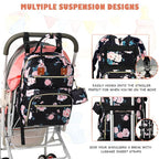 Baby Diaper Bag Backpack, Travel Diaper Bags for Girl Boy Large Capacity Baby Bag Backpack for Women Black Floral