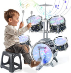 Kids Drum Set for Toddlers 1-3, Upgraded Jazz Drum Set for Kids, Musical Instrument Toys & Lights & All Plastic, Percussion Beginner kit for Boys Girls Toddlers Aged 3-5 5-7