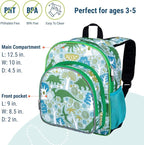 Wildkin 12-inch Kids Backpack – Padded, Adjustable, Ideal for Daycare & Travel - Dinomite Dinosaurs
