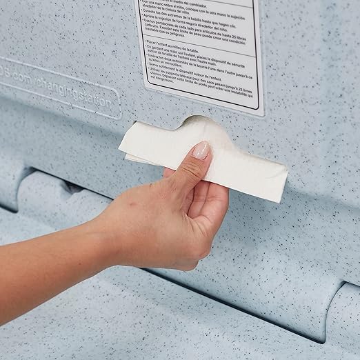 ECR4Kids Horizontal Wall-Mounted Changing Station, Baby Changer, Blue/Grey Speckled