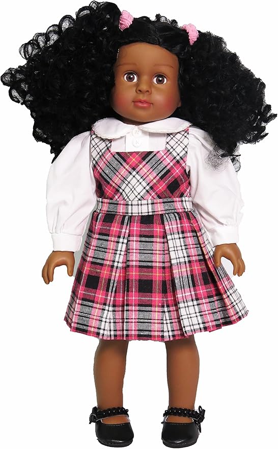 American Fashion World 18-Inch 'Virginia' African American Vinyl Posable Girl Doll with 3B Hair Type | Undressed Doll | Premium Quality & Design