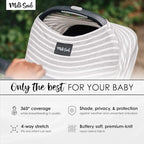 Milk Snob Original 5-in-1 Cover - Added Privacy for Breastfeeding, Baby Car Seat, Carrier, Stroller, High Chair, Shopping Cart, Lounger Canopy - Newborn Essentials, Nursing Top, Heather Gray Stripe