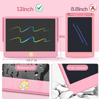 Hockvill LCD Writing Tablet for Kids 12 Inch, Toys for Boys Girls Drawing Pad for 3 4 5 6 7 Year Old Kids Toys, Toddler Erasable Doodle Board Travel Essentials, Children’s Day Gift for Kids - Pink
