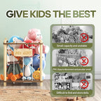 Stuffed Animal Storage, Two-Tone Wood Toy Storage, Space Save Zoo Toy Organizer, Large Capacity Stuffed Animal Holder for Toddler, WJJ-DC (Small)