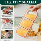 QCQHDU Snack Containers, Reusable Stainless Steel 3 Compartment Condiment Metal Bento Lunch Box with Lids, Divided Snack Food Storage Lunchable Containers for Home, Work, Travel, Camping, 3 Pack