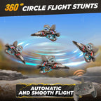 BEZGAR Drones for Kids | 2.4GHZ RC Plane, Remote Control Airplane, RC Helicopter, 360° Flip Fighter Jet Toy with Colorful LED Navigation Light Gray