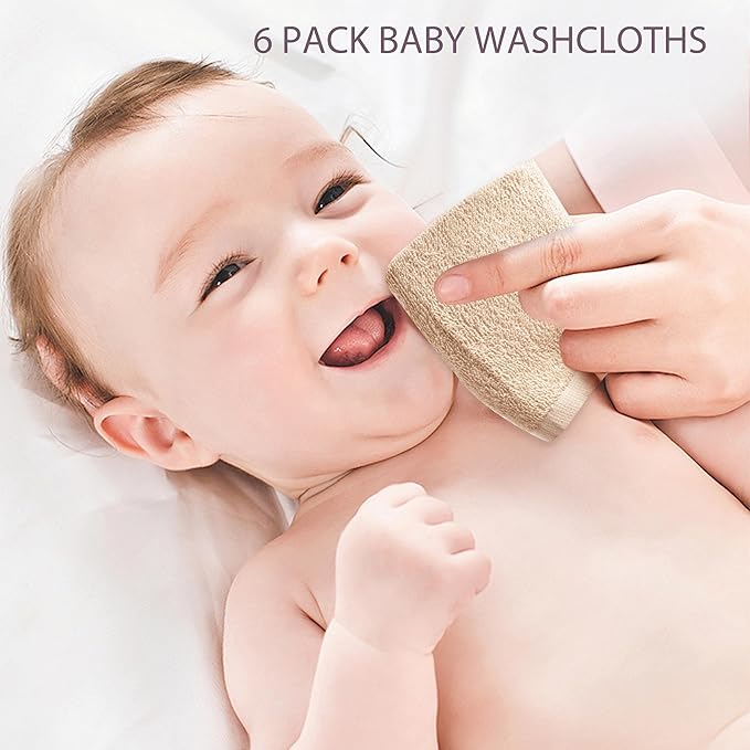 Baby Washcloths 6 Pack 100% Cotton Soft and Absorbent Terry 10" x 10" Wash Cloths Wipes for Face Hand Body Burp Rag with Sensitive Skin for Newborns Infants Toddlers