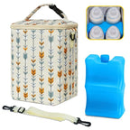 Breastmilk Cooler Bag with Ice Pack Fits 4 Baby Bottles Up to 9 Ounce Insulated Baby Bottle Bag Breast Milk Cooler on The Go with Strap Baby Bottle Cooler Bag for Nursing Mom Daycare or Travel