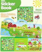 Benresive Reusable Sticker Book for Toddlers 2-4 Years, Fun Travel Stickers for Kids, Waterproof Sticker Books for Toddlers 1-3, Crafts Activities for Todddlers 1-3 2-4 3-5 - Farm