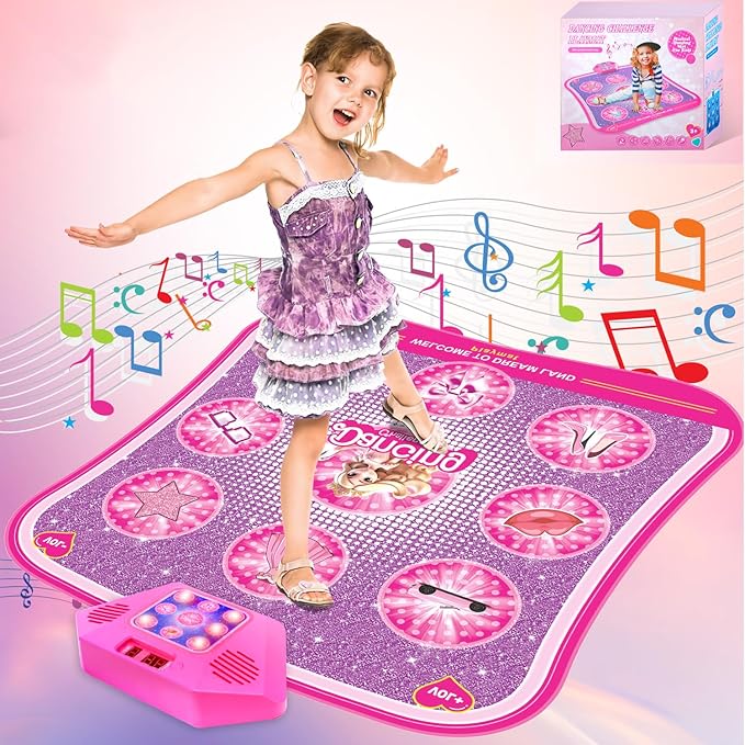 Princess Dance Mat Toy Gift - Popular Light Up Dancing Mat for Toddlers Kids Girls Ages 3 4 5 6 7 8 9 10 11 12 Year Old Christmas Party Presents Floor Mat Electronic Games Exercise Dance Pad