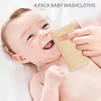 Baby Washcloths 4 Pack 100% Cotton Soft and Absorbent Terry Wash Cloths Wipes for Face Hand Body Burp Rag for Sensitive Skin Newborns Infants Toddlers 10" x 10"