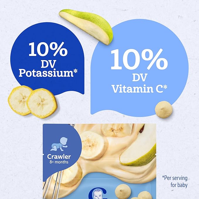 Gerber Stage 3 Baby Food Snacks, Banana Pear Whipped Melts, Baby Led Feeding, 7PK