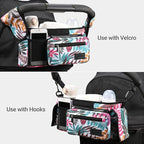 Momcozy Universal Stroller Organizer, 2 Insulated Cup Holders, Removable Zip Pocket, Adjustable Straps, Large Capacity Baby Essentials Compact Design, Fits Any Stroller (Multicolor)