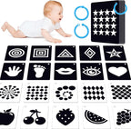 50PCS High Contrast Baby Flashcards, 100 Pages Black & White Visual Stimulus Flash Cards, Brain Development Cards Set Montessori Sensory Toys for Infants Newborn Boy Girl Baby Tummy Time (0-3 Months)