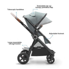 Mompush Ultimate2 Baby Stroller, Premium Convertible Full-Size Stroller for Toddler, Reversible Seat with One Hand Recline Adjustment, Car Seat Adapter Included