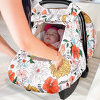 Baby Carseat Cover Girls, Pea Pod Infant Car Seat Covers Canopy for Newborn with 2 Layers Windows of Breathable Mesh/Fabric, Lightweight Polyester/Minky Dot Backing, Snug Fit Most Baby Car Seat