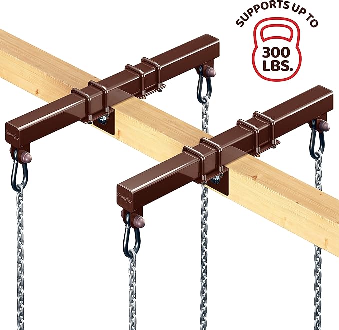 Swurfer Swingset Conversion Bracket - No Tree, No Problem, Convert Your Swingset into a Swurfset, Heavy Duty Horse Glider Bracket for Swing Set Attachment (Brown)