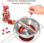 Food Mill with 3 Grinding Milling Discs,Bowl & Milling Handle Safe Stainless Steel meal grinder Perfect food mill for tomato, Potato Masher, Vegetable Chopper, Baby Food Processor (Silver)