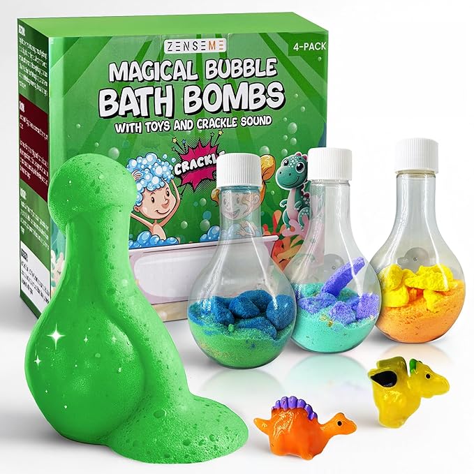Bath Bombs for Boys with Mini Toy Ducks Inside – Kids Bath Bombs Powder - Bubble Bath for Kids – Bathtime Experiment Kit Mix - Blast of Foam & Colour Surprise – Gift Set of 4