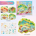3D Sticker Scene Play Set – 4 Scenes with 300+ Stickers, Reusable Sticker Book, Waterproof Stickers for Kids & Adults