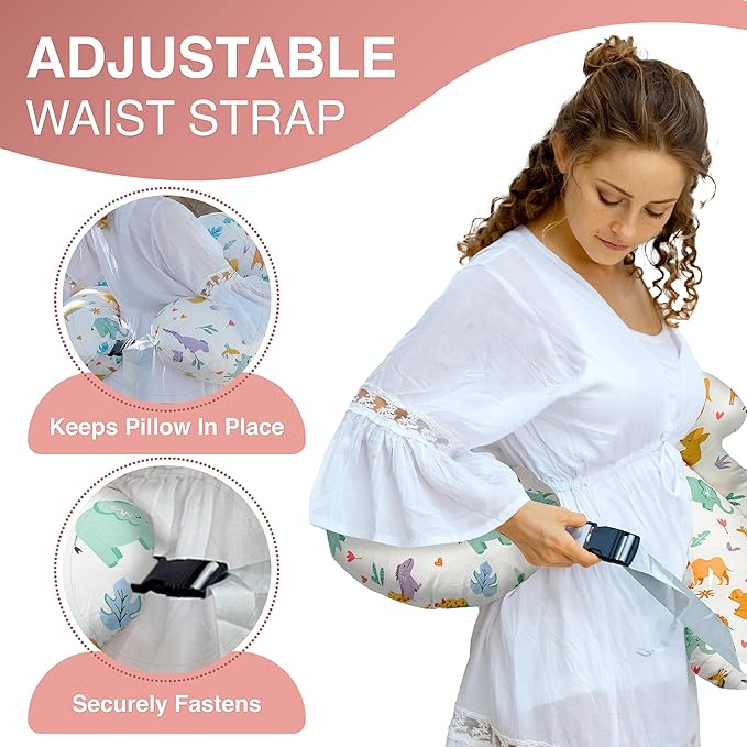 PILLANI Nursing Pillow for Breastfeeding, Breast Feeding Pillow with Security Fence for Enhanced Comfort, Baby Registry Search, Removable Cotton Cover, Adjustable Waist Strap, Newborn Pillow Supplies