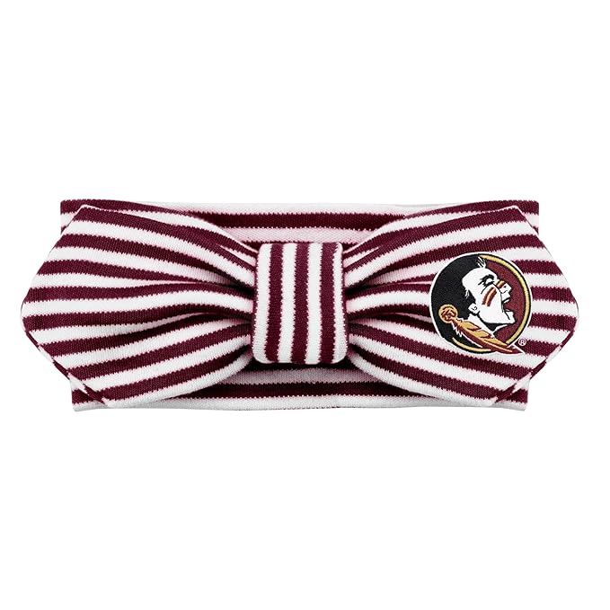 Creative Knitwear Florida State Seminoles Infant Girls Garnet/White Striped Hair Knot Headband Embroidered Logo - Size Newborn - 4T