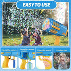 Bubble Machine Automatic Bubble Gun with Bubble Refill Solution, Bubbles Kids Toys for Girls Boys 3 4 5 6 7 8 9 10 11 12 Years Old, Summer Fun Outdoor Toy Birthday Party Halloween Favors(No Dip)