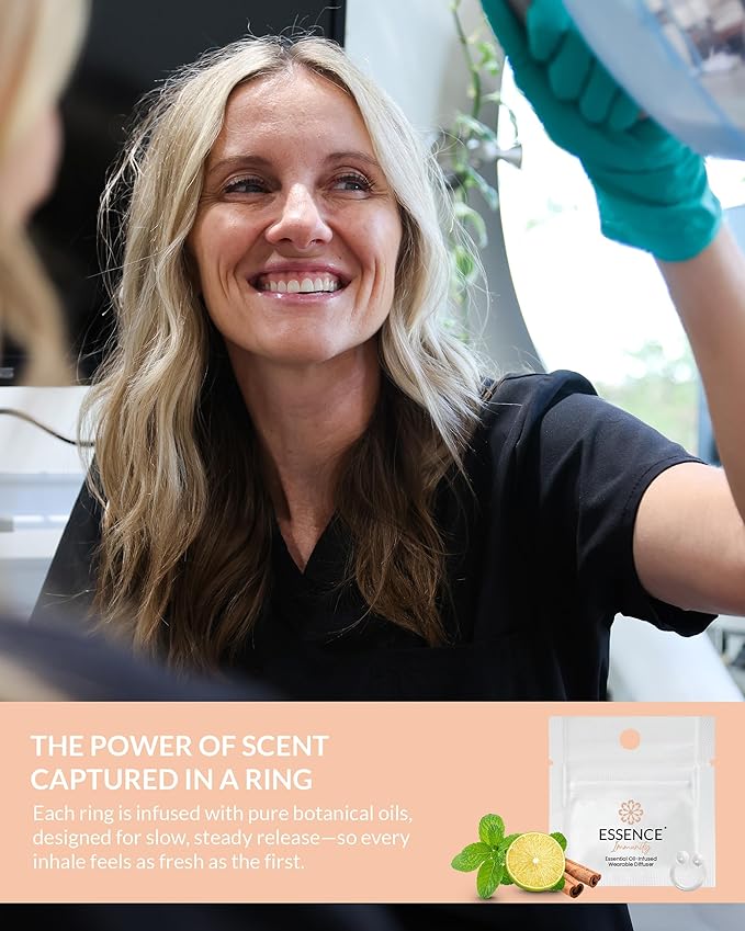 Essence Wearable Aromatherapy Nasal Diffuser – Immunity Blend Essential Oil Nose Ring – Personal Scent Clip for Travel, Work & Everyday Use – Made in USA (3 Pack)