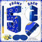 Number 5 Blue and Golden Rings Piñata for Kids Birthday Cartoon Theme Small Piñata with Blindfold Stick Confetti for Fiesta Cinco De Mayo Party Decor, 15.8 x 11 x 2.8 Inch
