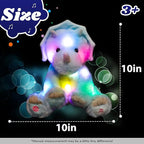 Cuteoy Light-up Singing Plush Blue Triceratops LED Musical Stuffed Animal Dinosaur Adjustable Volume Lullaby Plushies Birthday Christmas Toy Gifts for Kids Toddler Girls, 13"