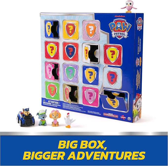 Paw Patrol Rewards Box, 8 Mini Figures, 2 Animal Figures, 4 Sticker Sheets & 1 Pup Squad Racer, Kids Toys for Boys & Girls Ages 3 and Up