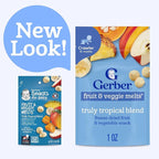 Gerber Stage 3 Baby Snacks, Truly Tropical Blend, Fruit & Veggie Melts, Baby Led Feeding, 7PK
